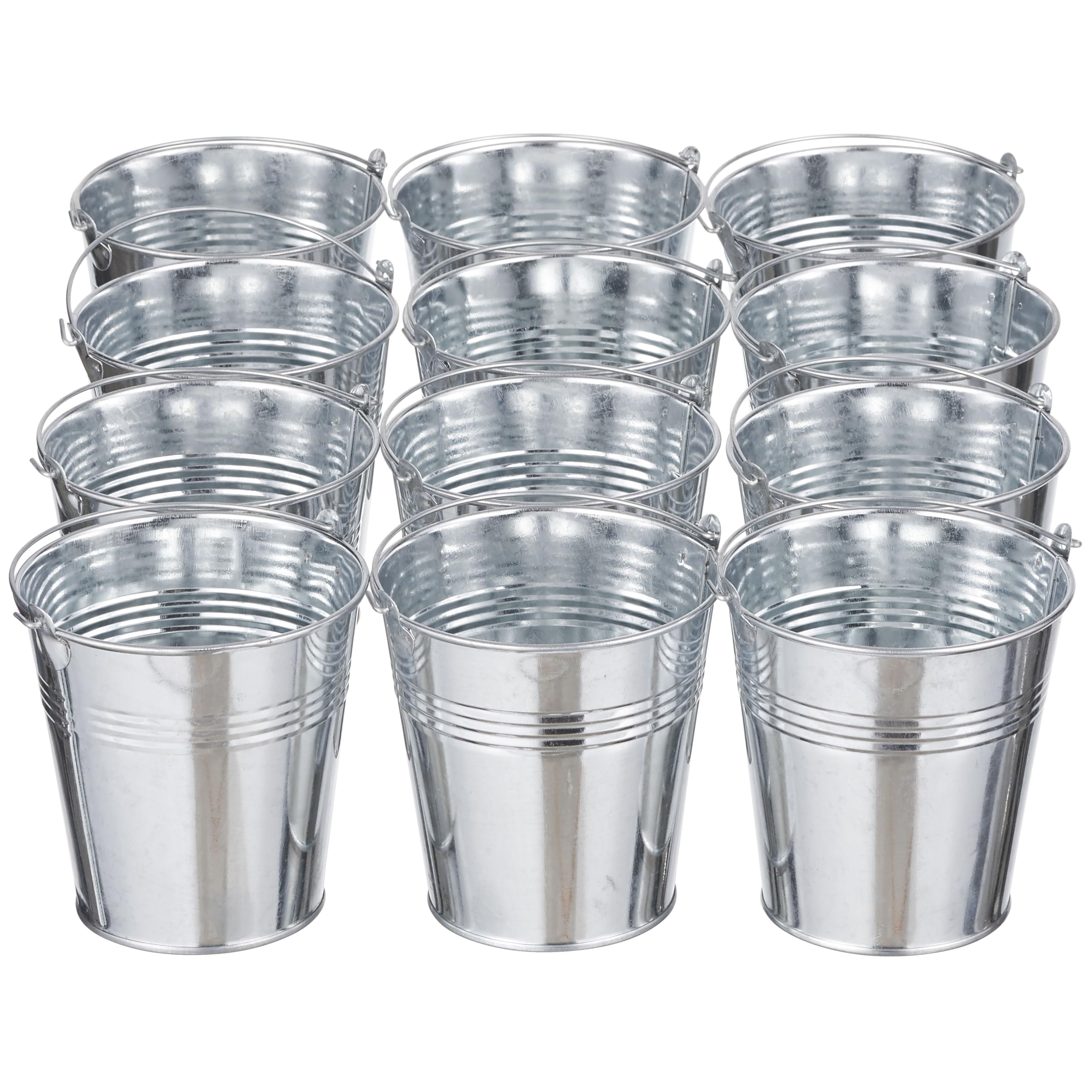 THE TWIDDLERS 12 Mini Seaux en Métal, 11cm - Bonbons, Frites, Loisirs Créatifs, Bricolage, Petits Bouquets, Décoration de Table pour Mariages, Baptêmes & Fêtes