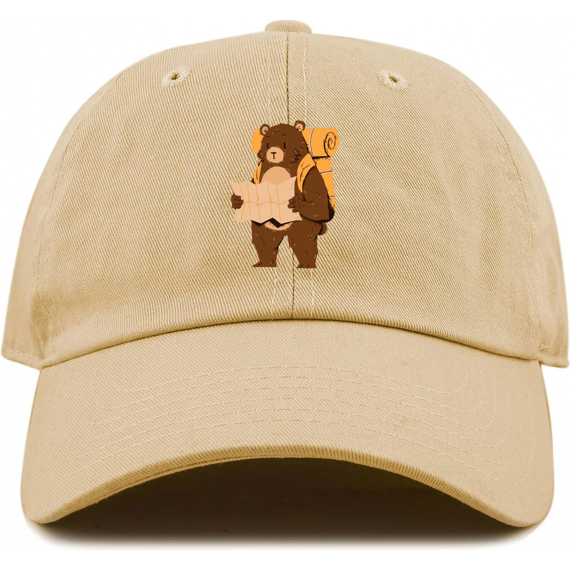Zipper-GPrinted Caps Stylish Cotton Baseball Cap for Men and Women Fashionable Headwear with Adjustable Buckle Free Size (Bear)