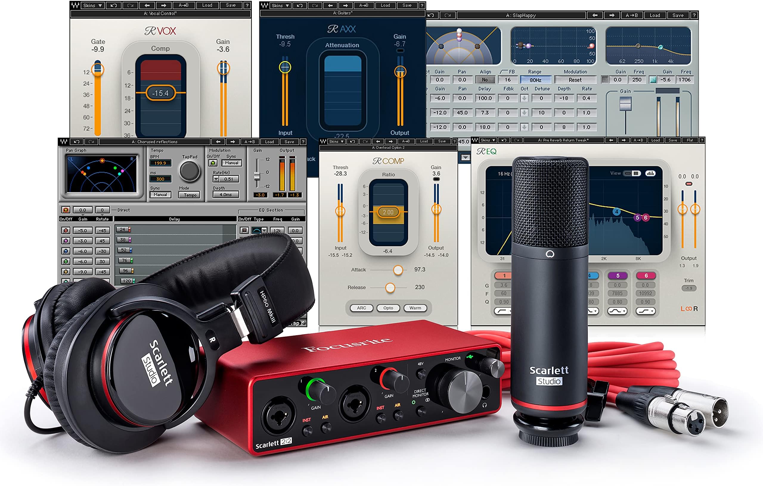 waves Focusrite Scarlett 2i2 Studio Package (3rd Gen) USB Audio Interface plus Waves Musicians 2 Recording Bundle