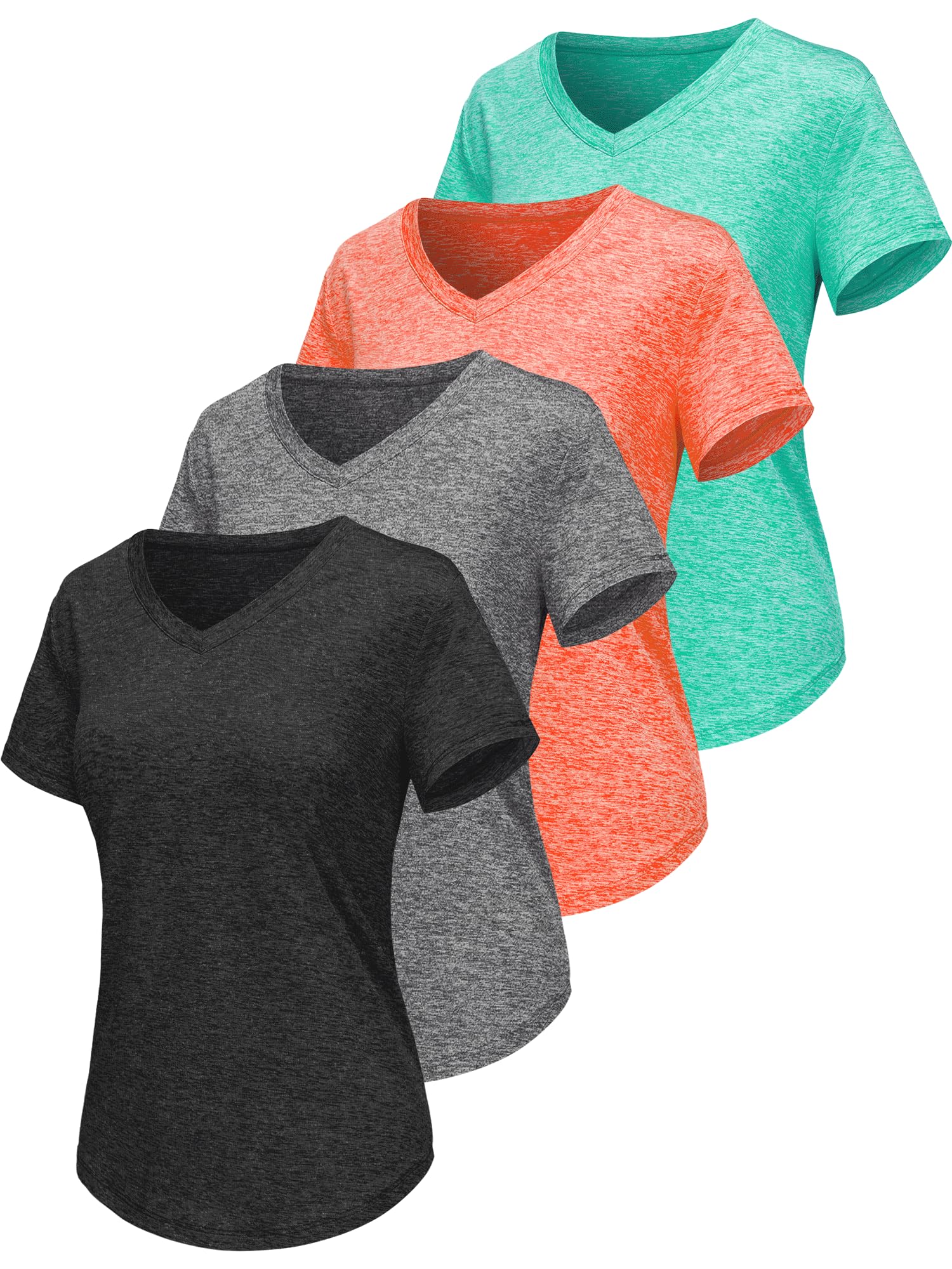 DMVOD 3-5 Pack Women Long Sleeve Shirts Workout V Neck Lightweight Quick Dry Sun Loose Fit T Shirts Athletic Running Tee Tops