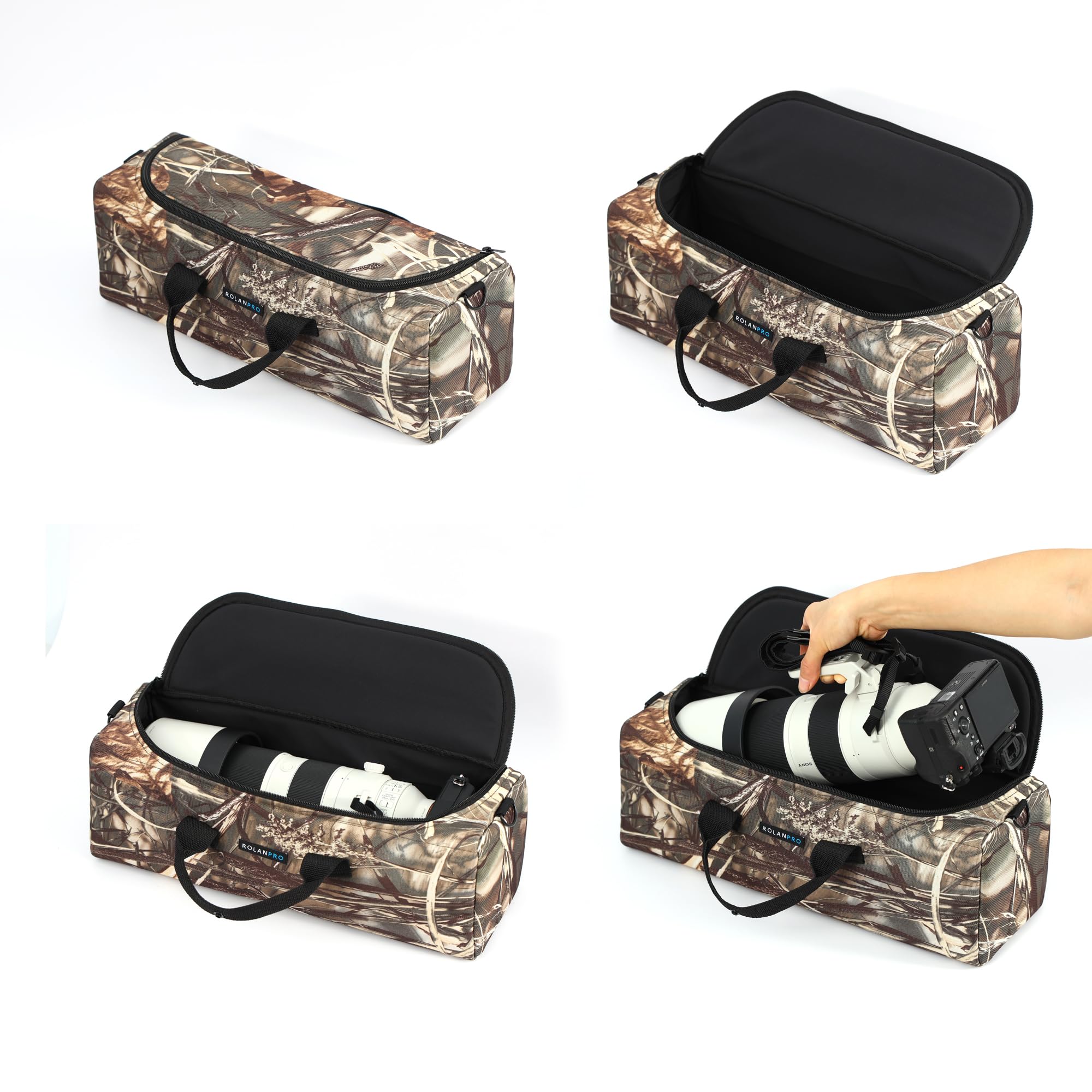 Rolanpro Bolsa para lente de teleobjetivo para Nikon 180-600mm/600mm F6.3, funda para lente de cámara Sony 200-600mm, para Canon 200-800, etc. (negro)
