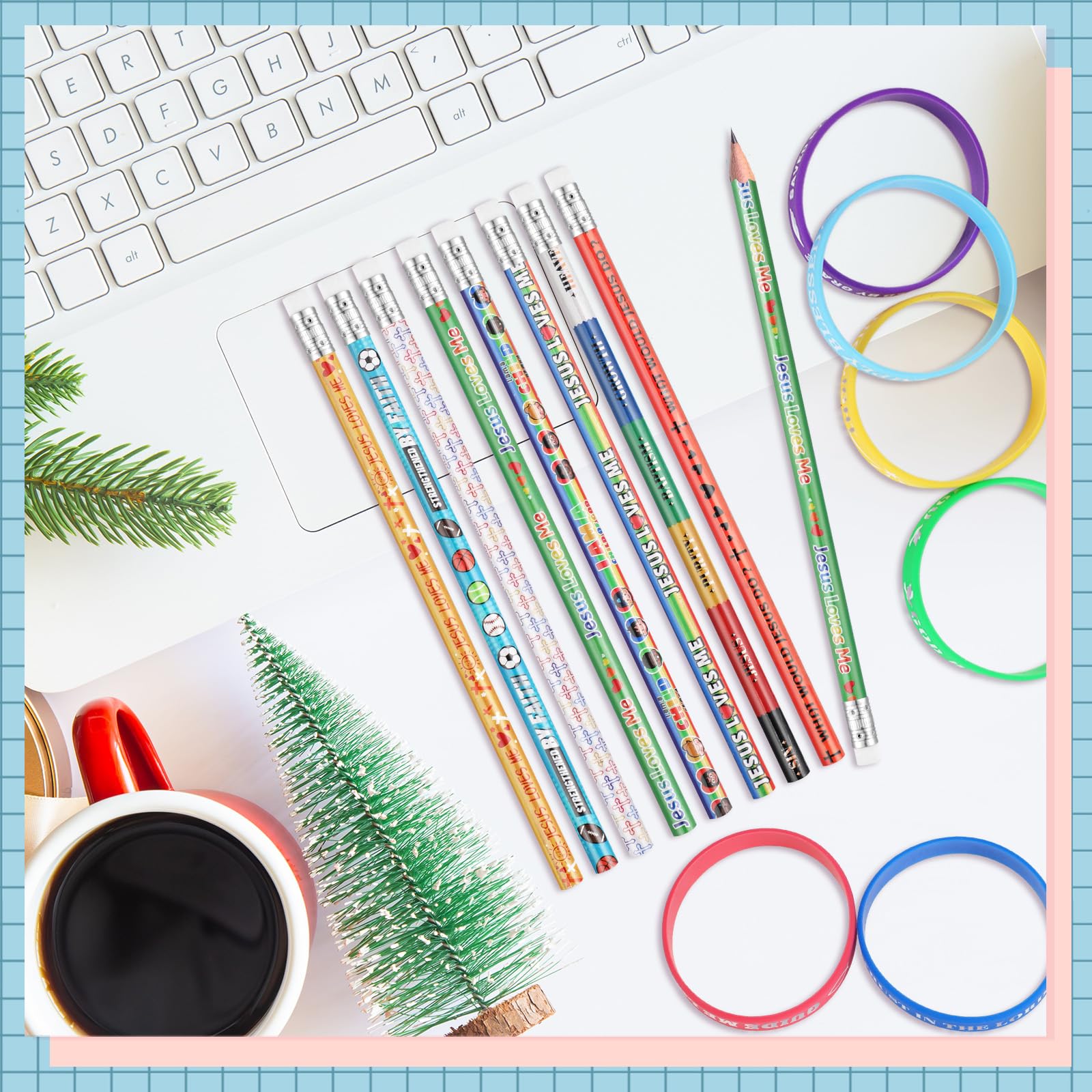 Geyoga 32 Pcs Bible Verses Pencils and Wristbands Set Inspirational Silicone Wristbands Motivational Scripture Christian Pencils Religious Communion Gifts for Sunday School Church Supplies - Image 5
