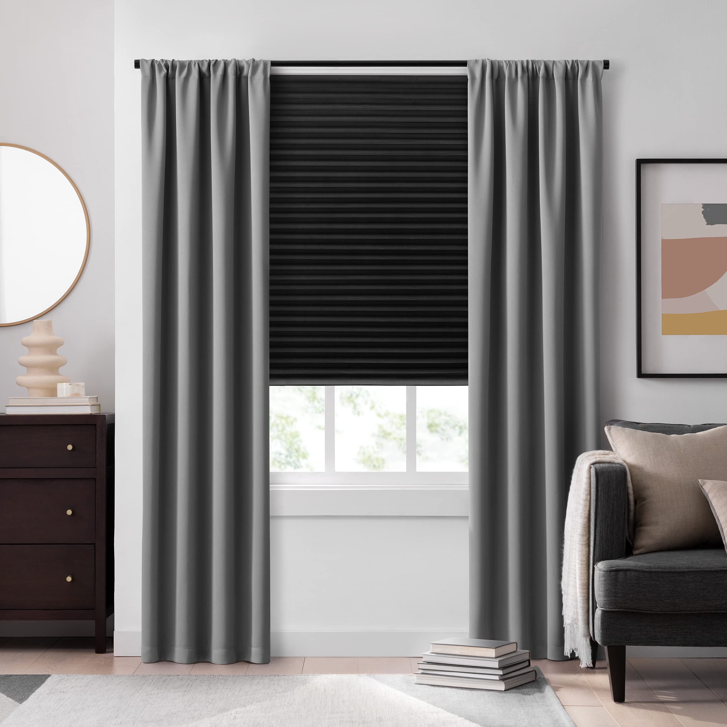 Eclipse Plissee-Lampenschirm – Kabellos, Zuschneidbar, 2er Pack, 91,4 X 182,9 Cm, Schwarz, Zum Abkleben