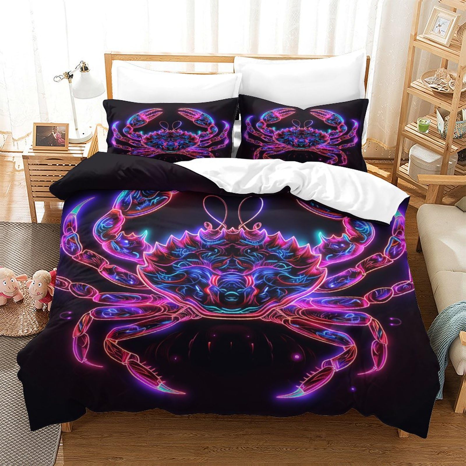 Housse de couette insectes Crabeses 260x220 cm avec taies d'oreiller