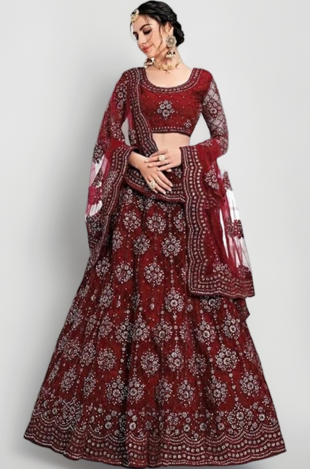ZAALIMA FASHION Embroidered Semi Stitched Lehenga Choli Dupatta set with unstiched blouse piece and Flare Lehenga choli
