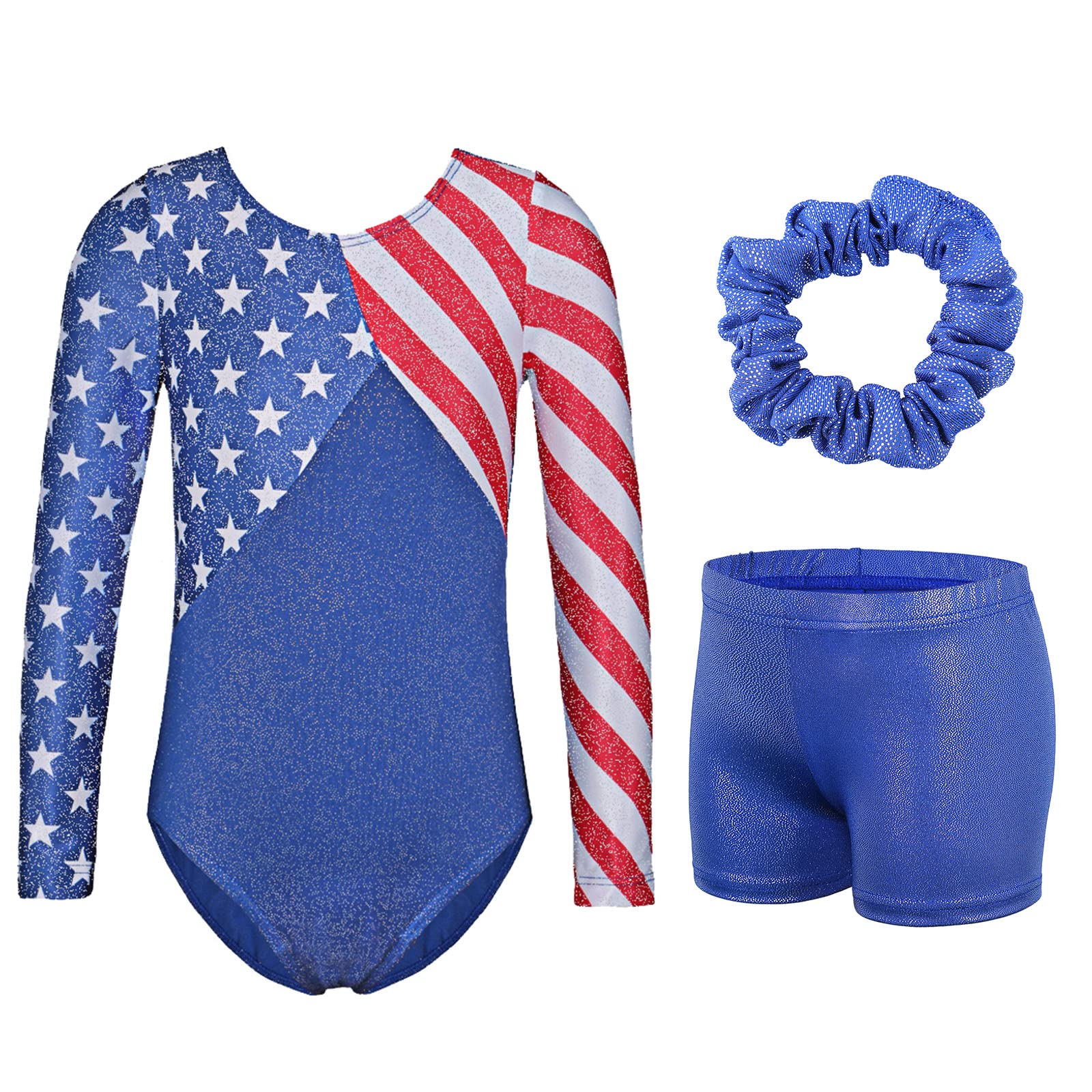 TFJH E3 in 1 Leotards for Gymnastics Girls Practice Apparel Outfits Shorts Sets