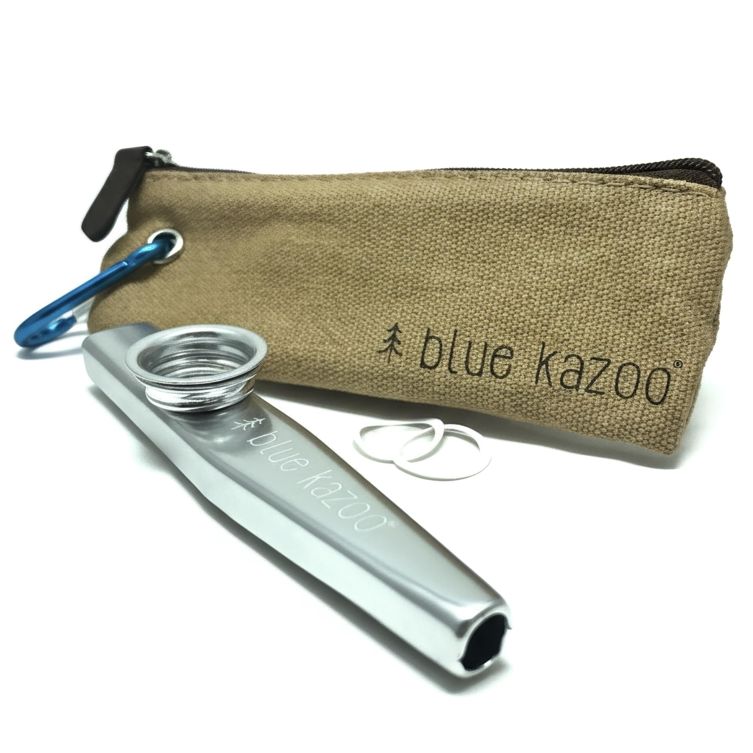 The Original Blue Kazoo | Ultralight Aluminum Backpacking Kazoo | Canvas Bag and Carabiner
