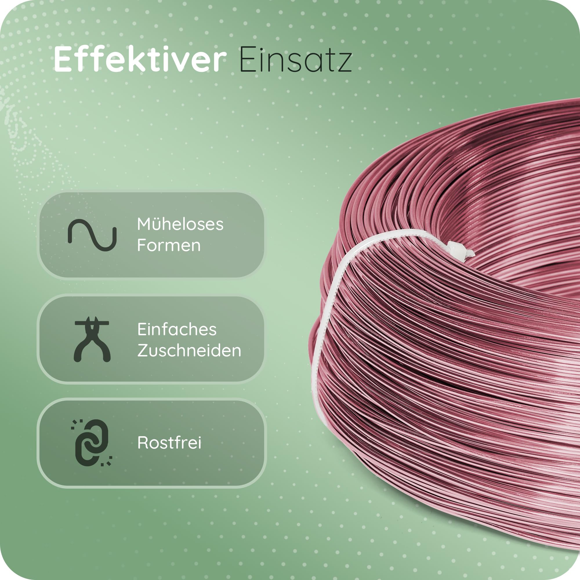 Novaliv Filo di alluminio da 300 metri, 2 mm, rosa, ideale come filo per lavori fai da te, versatile per progetti fai da te e decorazioni, rotolo da 60 m, filo decorativo, filo per fiori, senza filo