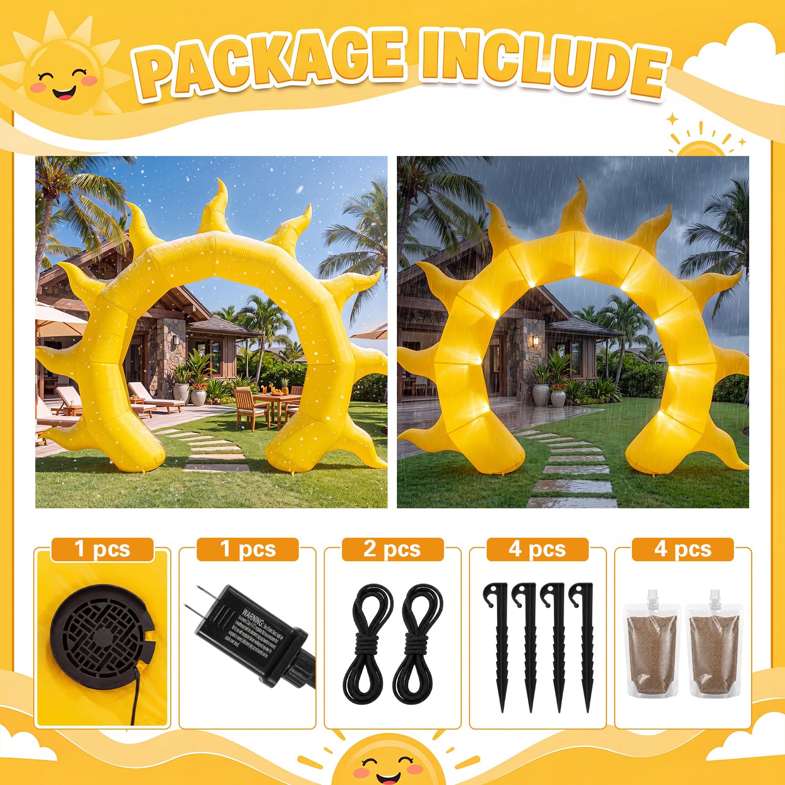 Seenelling Arco gonfiabile estivo da 3,5 m con luci a LED, decorazione gigante per baby shower, compleanno, festa in spiaggia in piscina e decorazione per giardino all'aperto