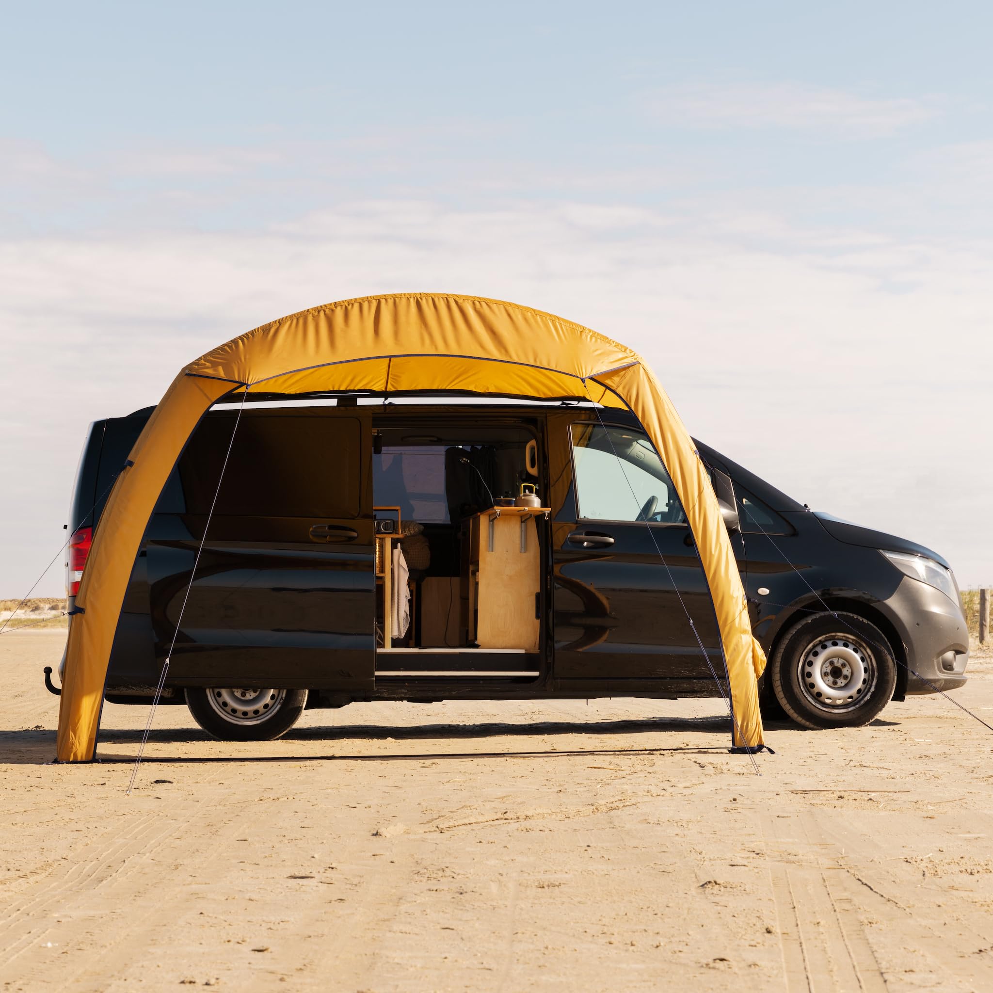 TAMBU GATI Bus Sonnensegel AIR – Aufblasbares Sonnensegel für Camper & Vans – Wasserdicht, Recycelt, mit Luftpumpe & Keder – 3 Befestigungsoptionen,