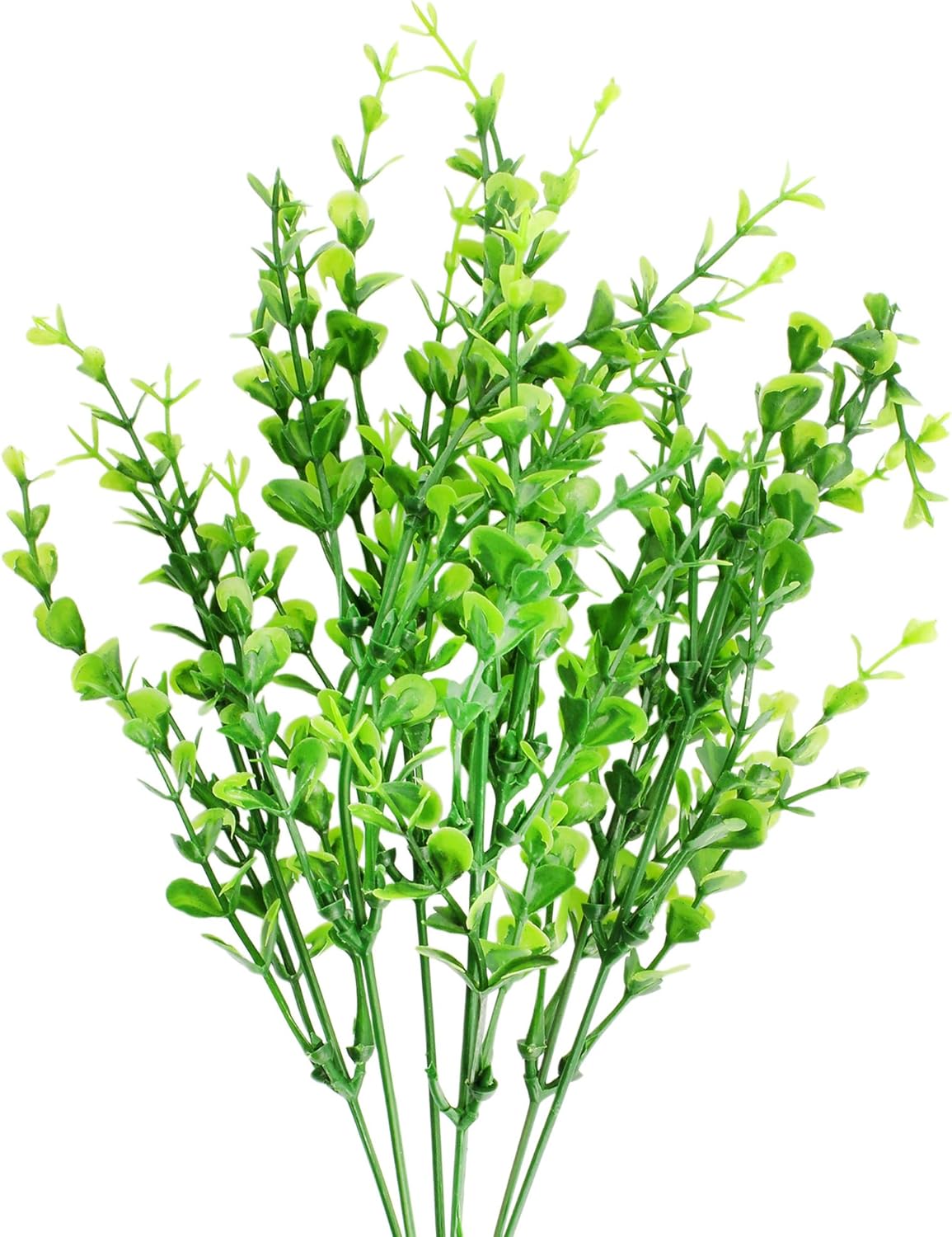 Weather Resistant Faux Green Boxwood Shrubs, 8-Pack