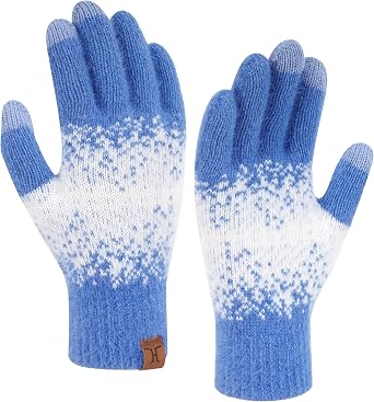FZ FANTASTIC ZONE Womens Winter Gloves for Cold Weather Touch Screen Texting Warm Knit Thermal Gloves Gifts for Women