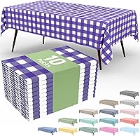 Vista 19 de Smiry Paquete de 10 Manteles Desechables de Cuadros Vichy Azules - 54" x 108" Mantel de Plástico de Servicio Pesado, Cubiertas de Mesa Impermeables