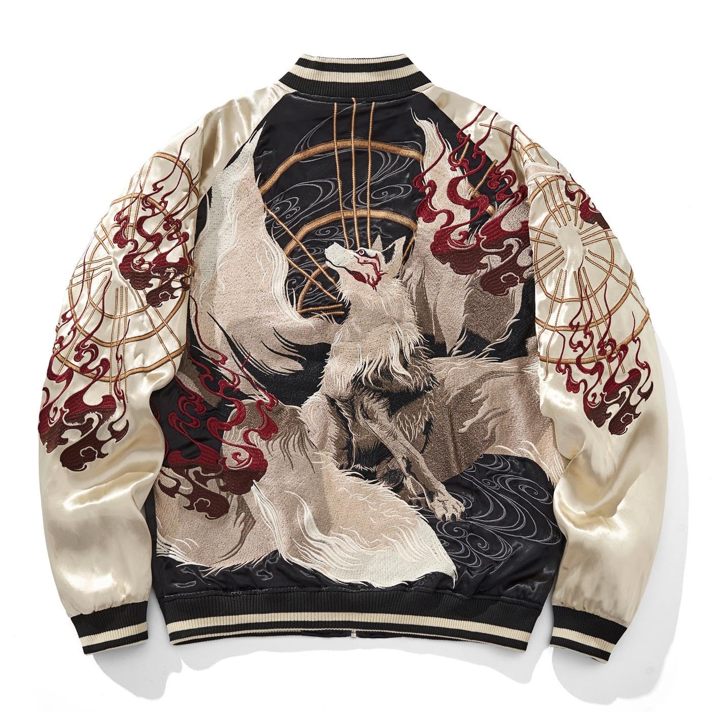 Amazon.com: Sukajack Nine-Tailed Fox Embroidered Bomber Jacket
