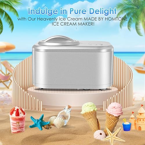 Miniatura 8 de Homtone Máquina automática de helados de 1 cuarto de galón, sin precongelación con compresor integrado y temporizador LCD para hacer helado, gelato,