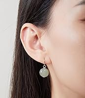 Vista 16 de 14K Gold Earrings for Women Handmade Green Jade Jewelry Green Stone Earrings for Women Dangle Birthstone Earrings Gift for Anniversary Graduation