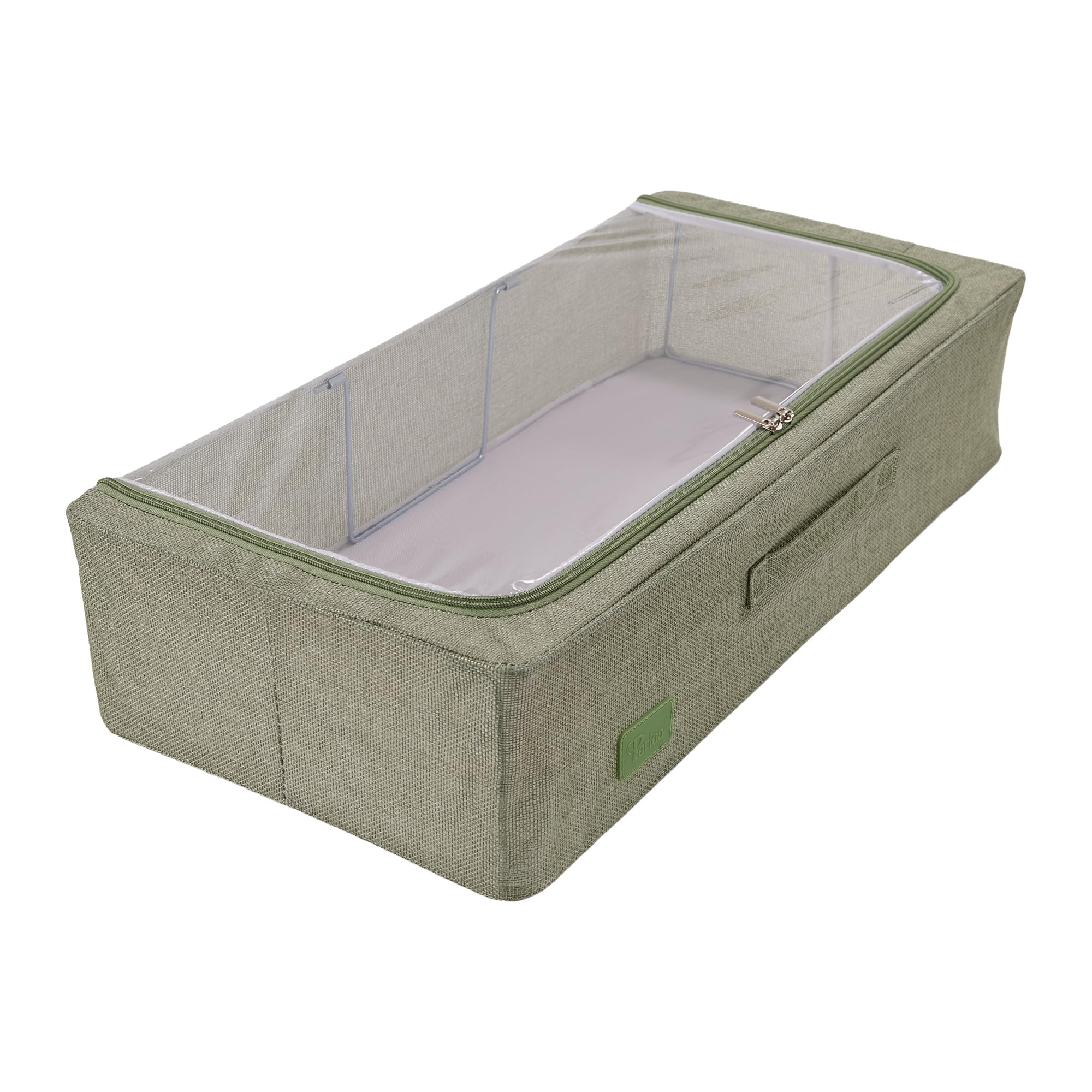 Periea 'Casey' Underbed Storage Boxes with Lids - Foldable, Stackable, and Space-Saving Organiser to Keep Your Space Tidy and Clutter-Free - Sage Linen - Medium