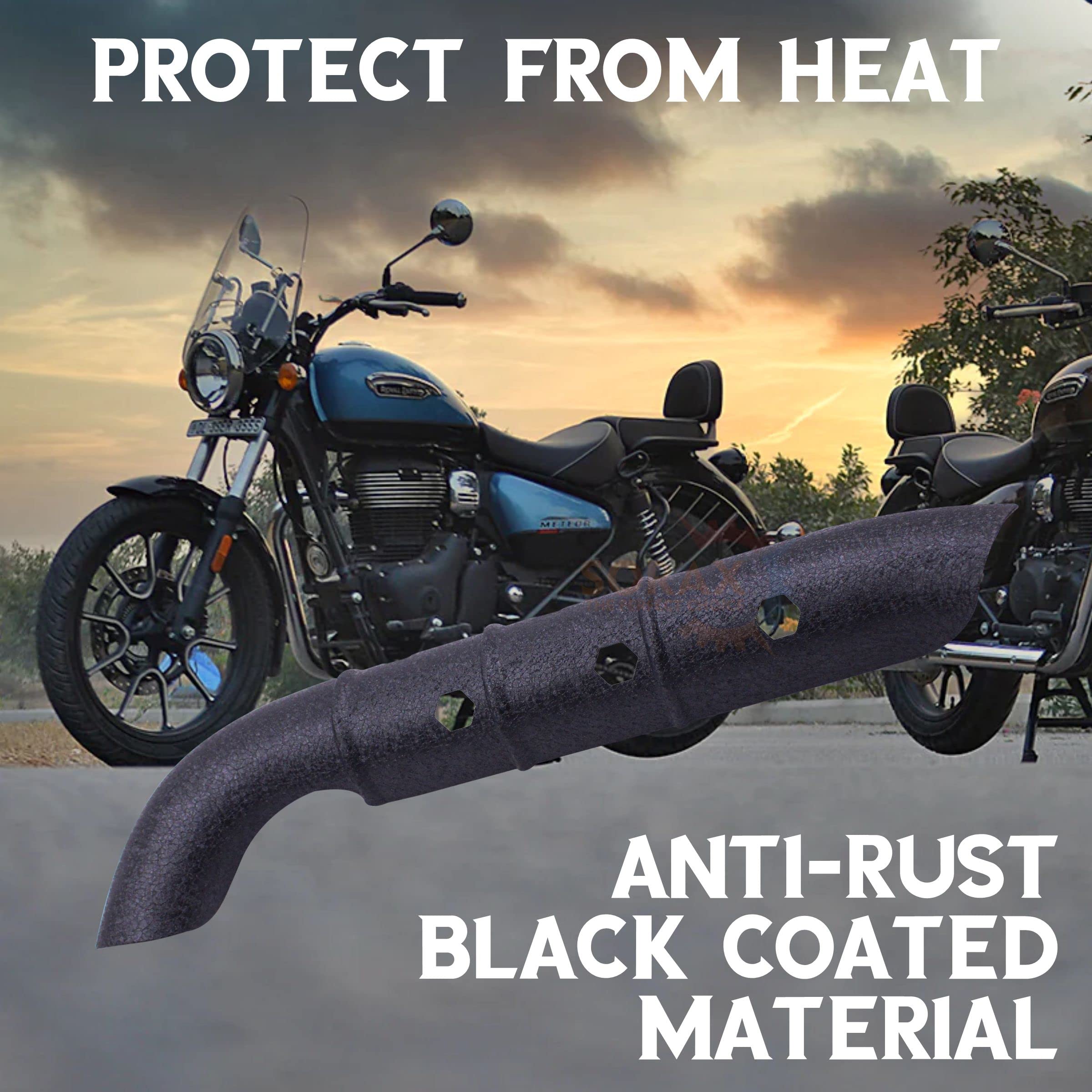 Sorax Bike Silencer Heat Shield Black Coated Rust Proof Cover Guard  Compatible with Royal Enfield Meteor u0026 Reborn Bikes (Black) : Amazon.in:  Car u0026 Motorbike