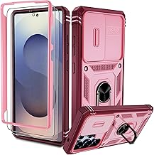 Pilaru Case for Samsung Galaxy S25 Ultra 5G, Camera Protection Mobile Phone Case with 2 Protective Films, Military Shockproof Protective Case, Outdoor, Scratch-Resistant Mobile Phone Cases for Samsung S25 Ultra, Pink
