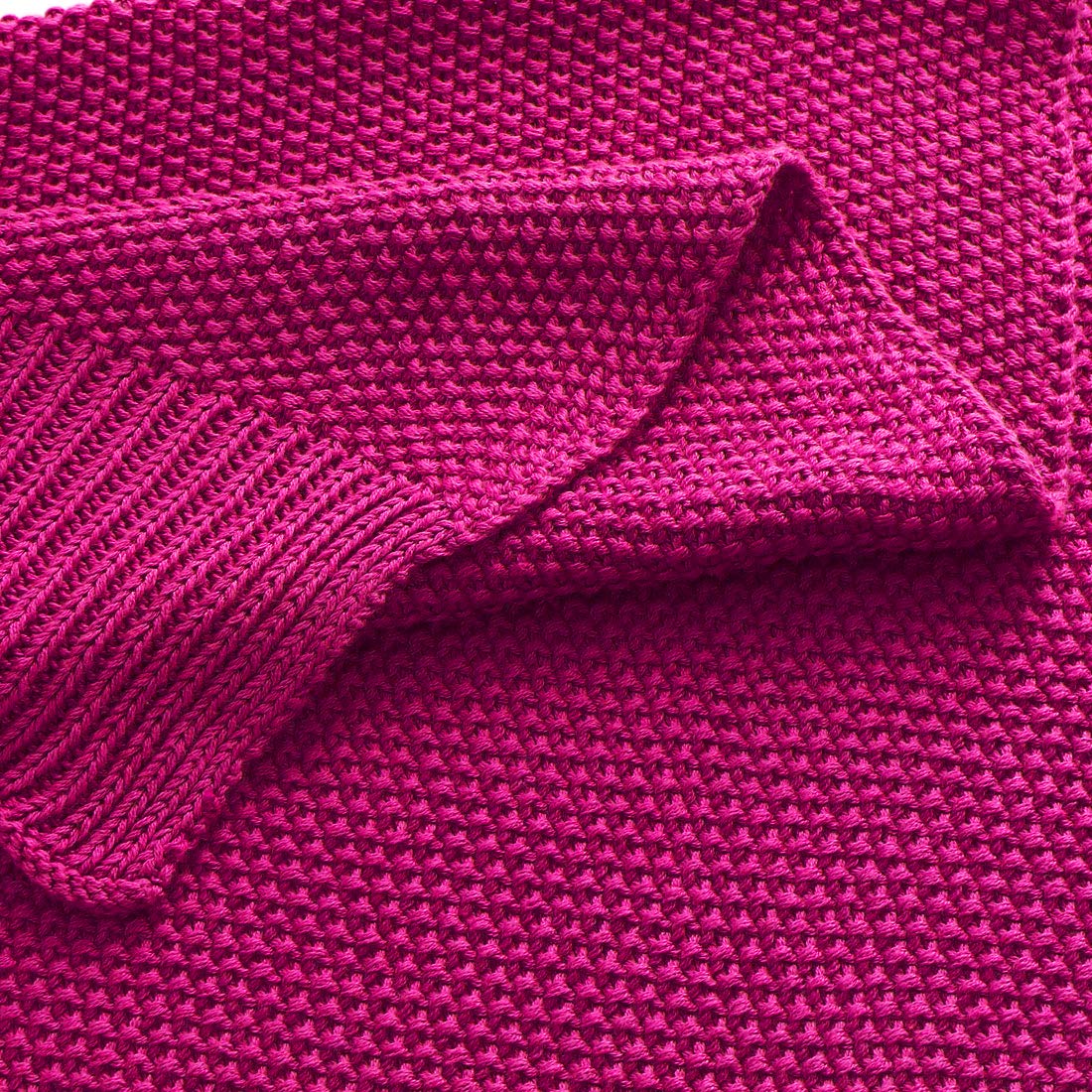 PiccoCasa Manta de Punto 100% Algodón, Decorativa Ligera y Sólida, Suave para Sofá, Fucsia, 50 x 60 Pulgadas