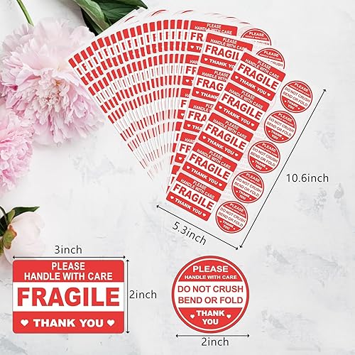 Miniatura 2 de 600 calcomanías frágiles para envío, no pisotear ni doblar, etiquetas para envío, sobres, cartones, paletas, etiquetas adhesivas