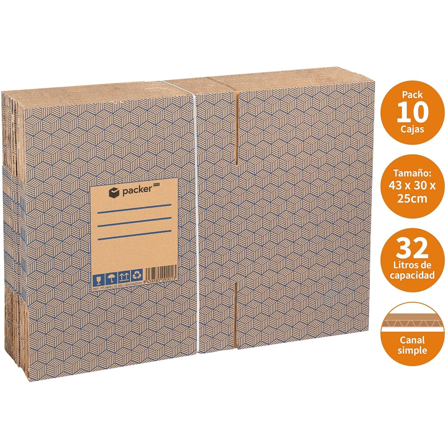 Cajas De Cartón Para Mudanza (5 Unidades, 2 Ondulaciones, Extra