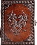 Handmade Leather Double Dragon Journal/Writing Notebook Diary/Bound Daily Notepad for Men & Women Unlined Paper Medium, Writing pad Gift for Artist, Sketch (7 x 5, Brown)