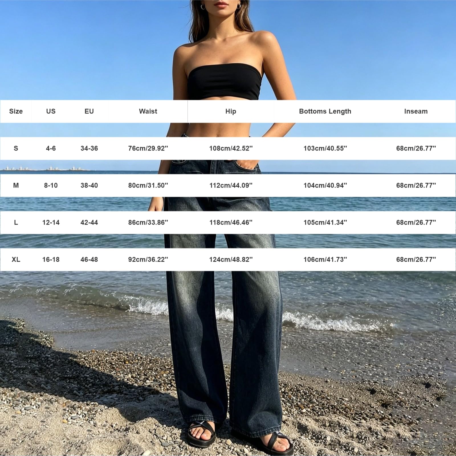 Damen Straight Leg Jeans Baggy Lang Weites Bein Jeanshosen Y2K | Große Größe Jeanshose Y2K Streetwear Casual Boyfriend Denimhose Moden Freizeithose Harajuku Sommerhose Für Teenager-Mädchen