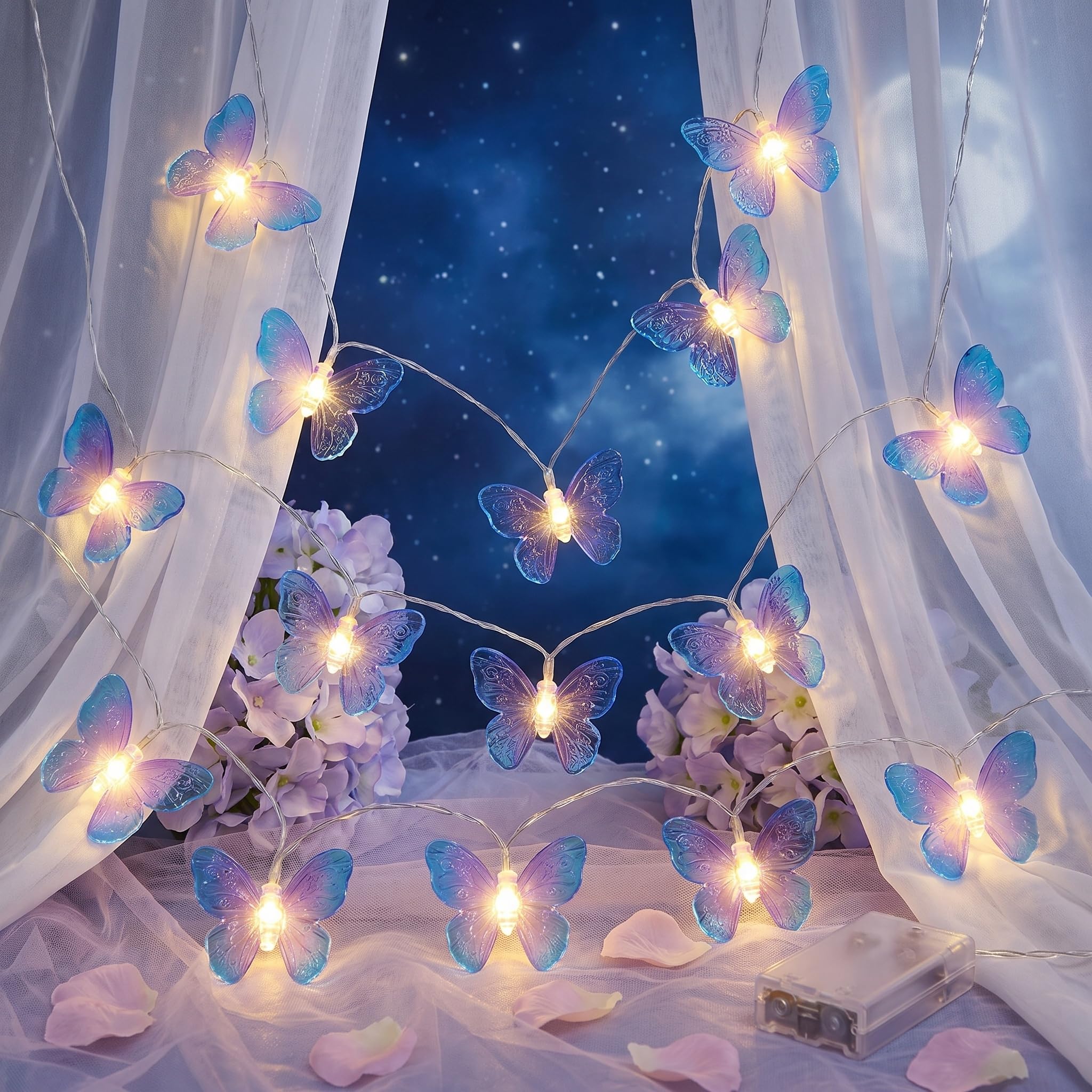 Children’s Fairy String Lights 3 Meters 30 LEDs Cute Animal Light Strings Decoration Battery Operated Kids Warm Fairy String Lights for Indoor Outdoor Bedroom Nursery Party Decoration (Butterfly)