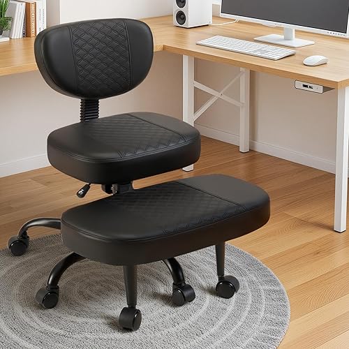Ergonomic Cross Legged Office Chair with Wheels, Criss Cross Desk