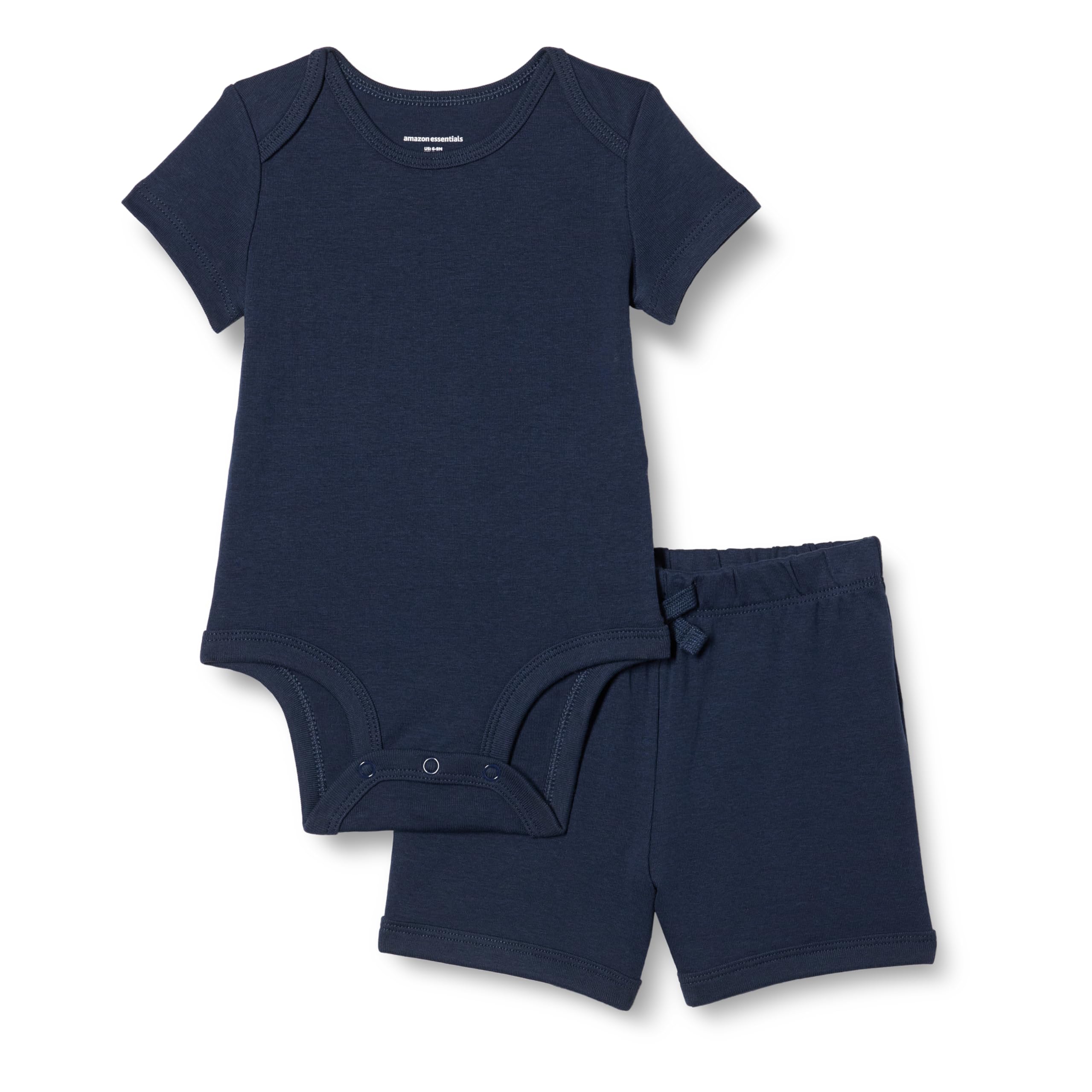 Amazon Essentials Unisex Babies' Body and Shorts Set, Navy, 0 Months