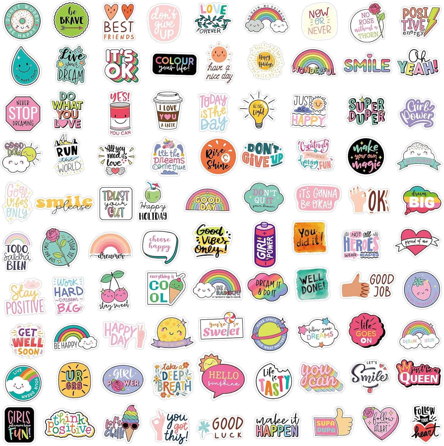 YAMIOW 160pcs Cute Positive Words Stickers for Kids Teens Adults, VSCO Trendy Stickers for Girls, Inspirational Stickers for Water Bottle Laptop Scrapbooking, Waterproof Vinyl Stickers Pack : Toys & Games