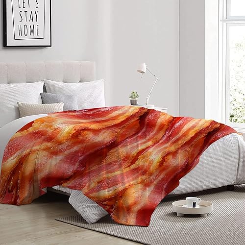 Miniatura 5 de Darani Food Bacon - Manta de franela ligera, súper suave y acogedora, cálida y ligera, de franela suave, 60 x 50 pulgadas, tamaño mediano para cama