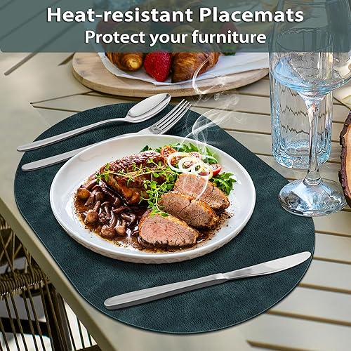 Miniatura 2 de ADRIMER Juego de 12 manteles individuales ovalados resistentes al calor, lavables de 12 x 17 pulgadas, manteles individuales impermeables, manteles