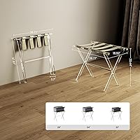 Vista 4 de Sumerflos Portaequipajes de acrílico para habitación de invitados, soporte plegable para maleta con correas de cuero para dormitorio, sala de estar