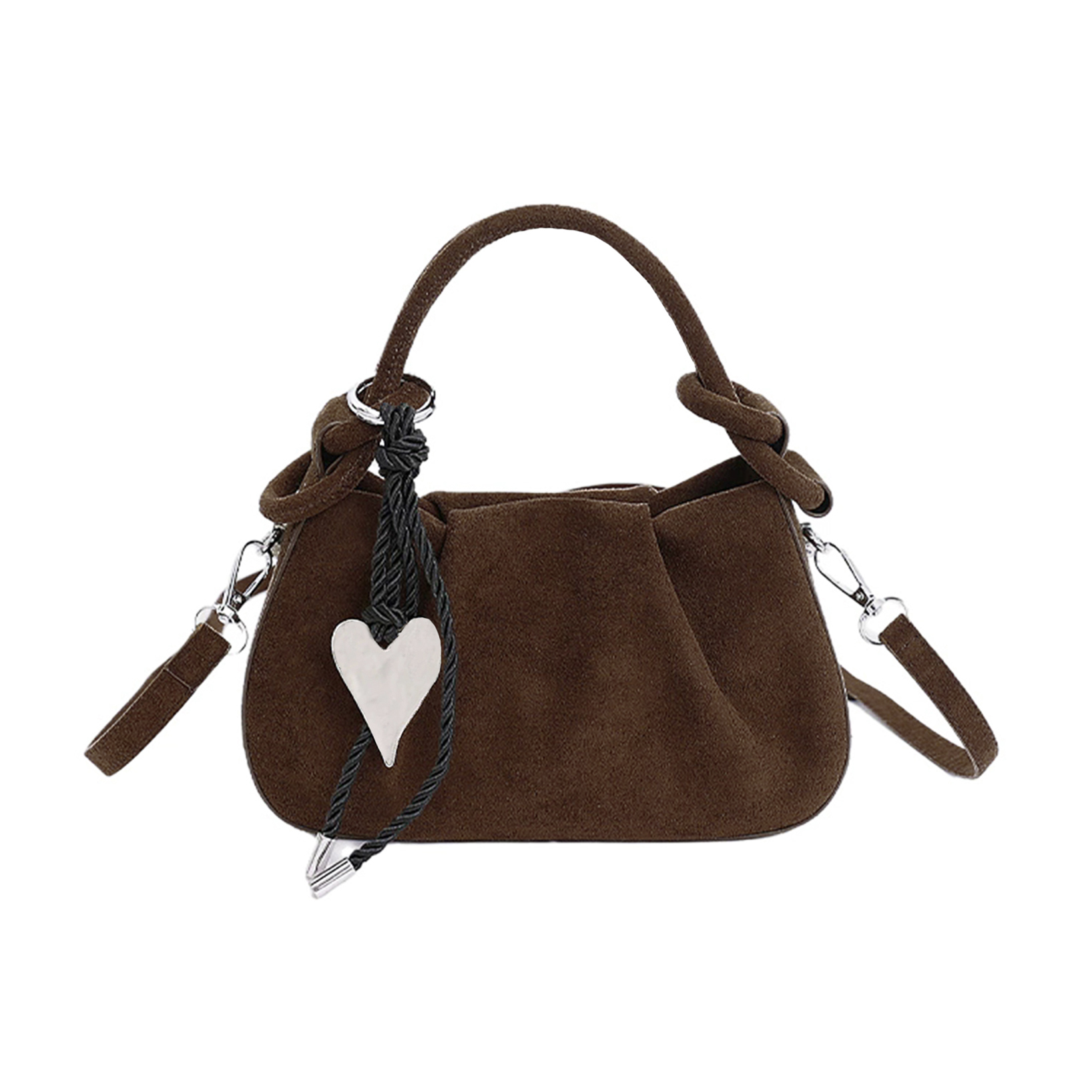 Bolso pequeño de gamuza marrón para mujer miniatura 6