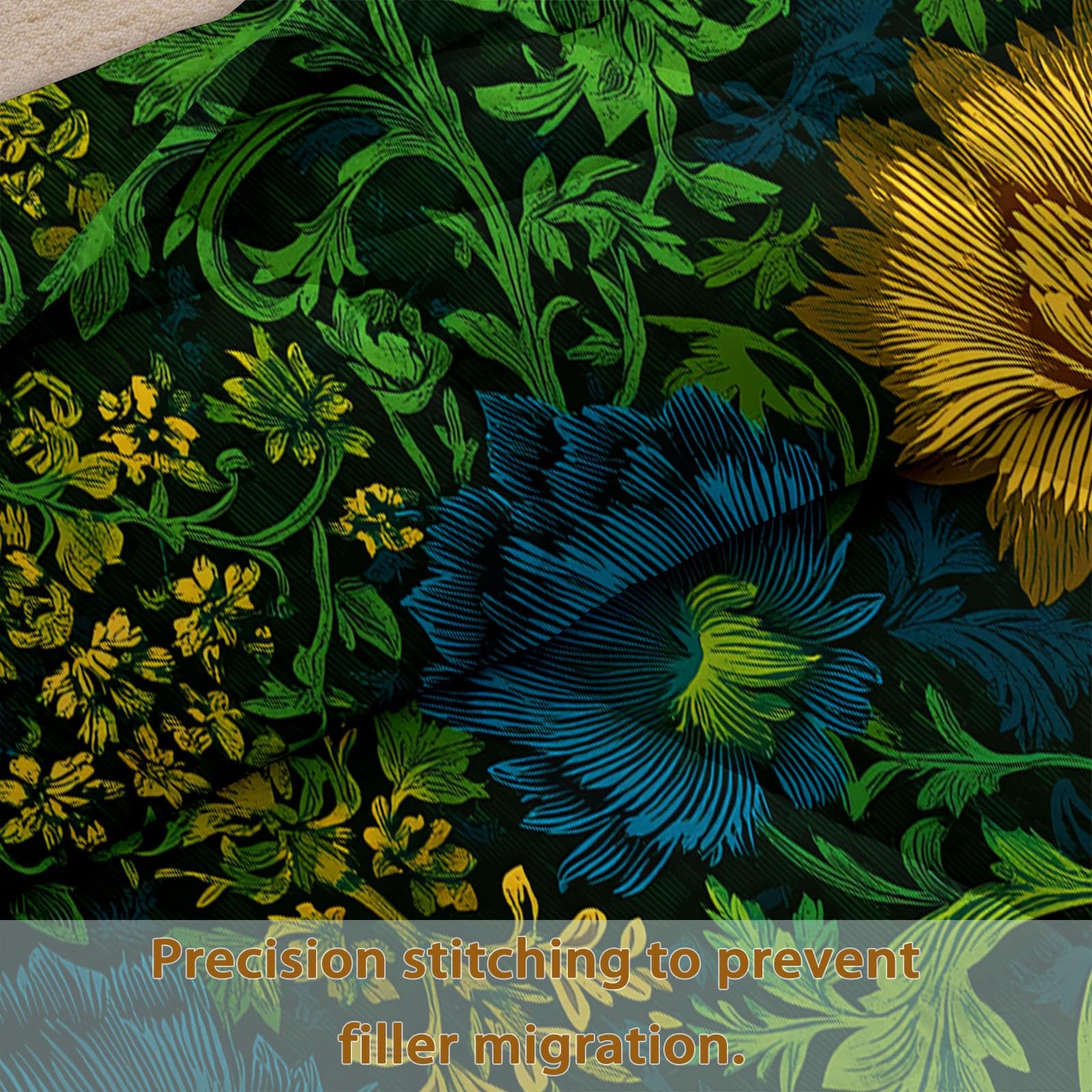 Generisch Zielona kołdra 180 x 200 cm, na 4 pory roku, dwustronna, pikowana, nadaje się do prania, delikatny las vintage, bez poszewki, lekka kołdra całoroczna z 2 poszewkami na poduszki
