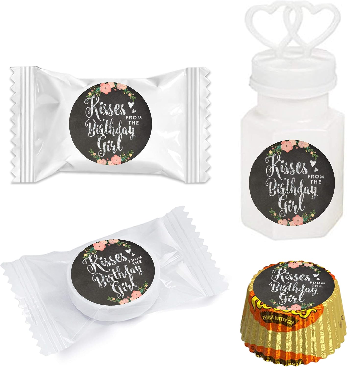 Andaz Press Chocolate Drop Labels Trio, Fits Kisses, Sweet 16 Birthday, Chalkboard Floral, 216-Pack