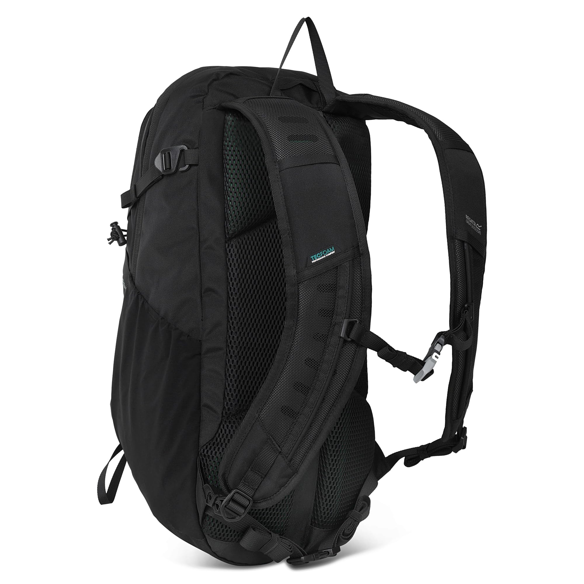 Regatta Blackfell - Mochila reflectante con soporte de marco de metal, perfecta para caminar, senderismo, camping y senderismo, Black, M, Casual