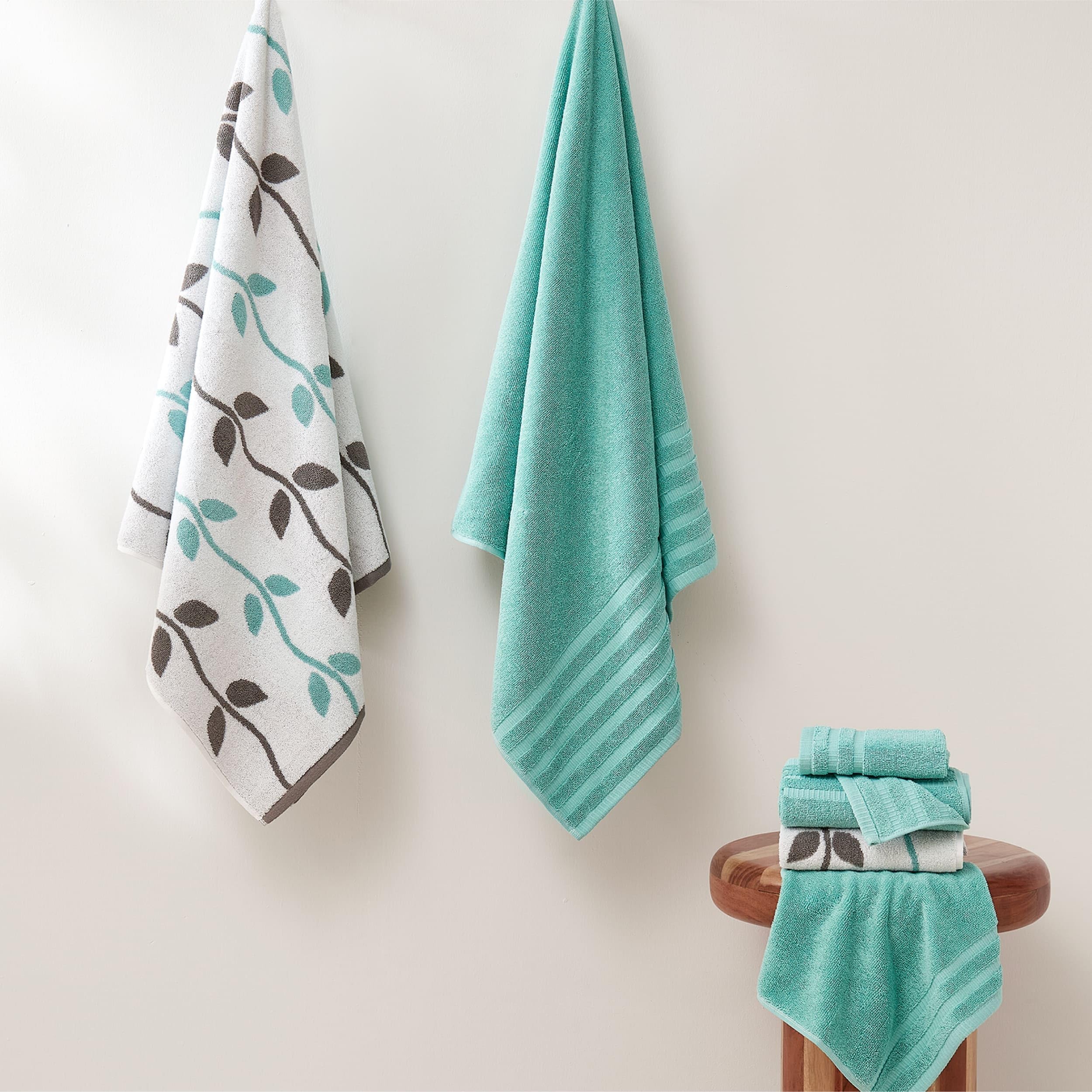 Amrapur Pacific Coast Textiles - 6 Toallas teñidas de Hilo orgánico Color Aguamarina, 6 Piezas