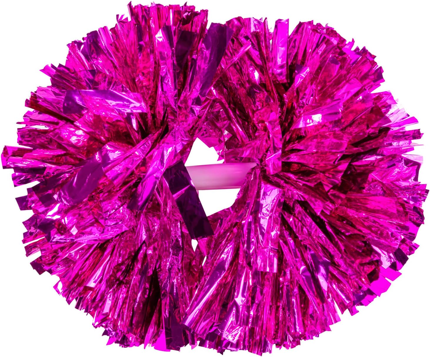 2 Pack Cheerleading Pom Poms with Handle, Metallic Foil/Matte Cheer Pom Poms, Cheerleader Pom Poms for Sports Party Dance Team Cheering Squad Spirit Kids Adult