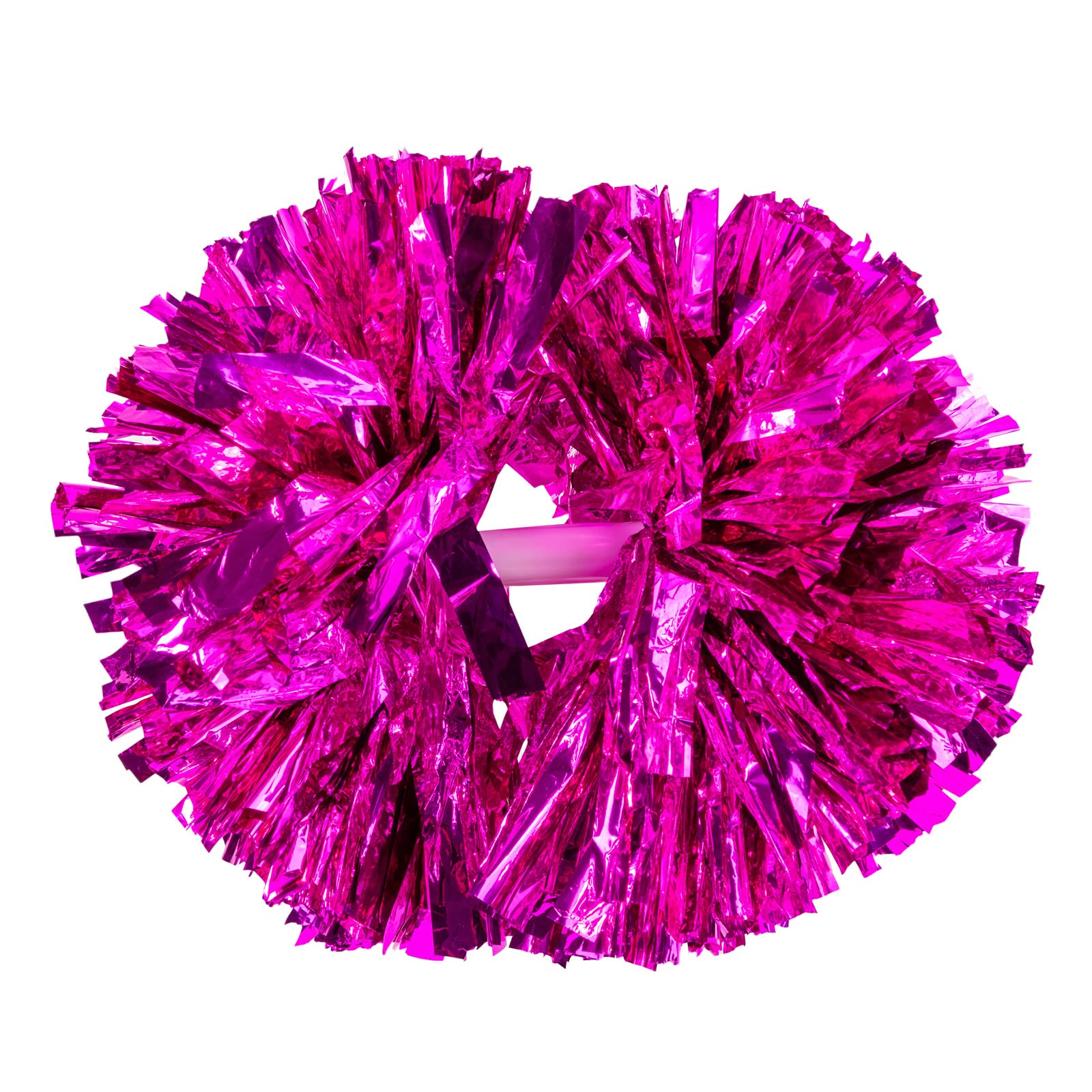 2 Pack Cheerleading Pom Poms with Handle, Metallic Foil/Matte Cheer Pom Poms, Cheerleader Pom Poms for Sports Party Dance Team Cheering Squad Spirit Kids Adult