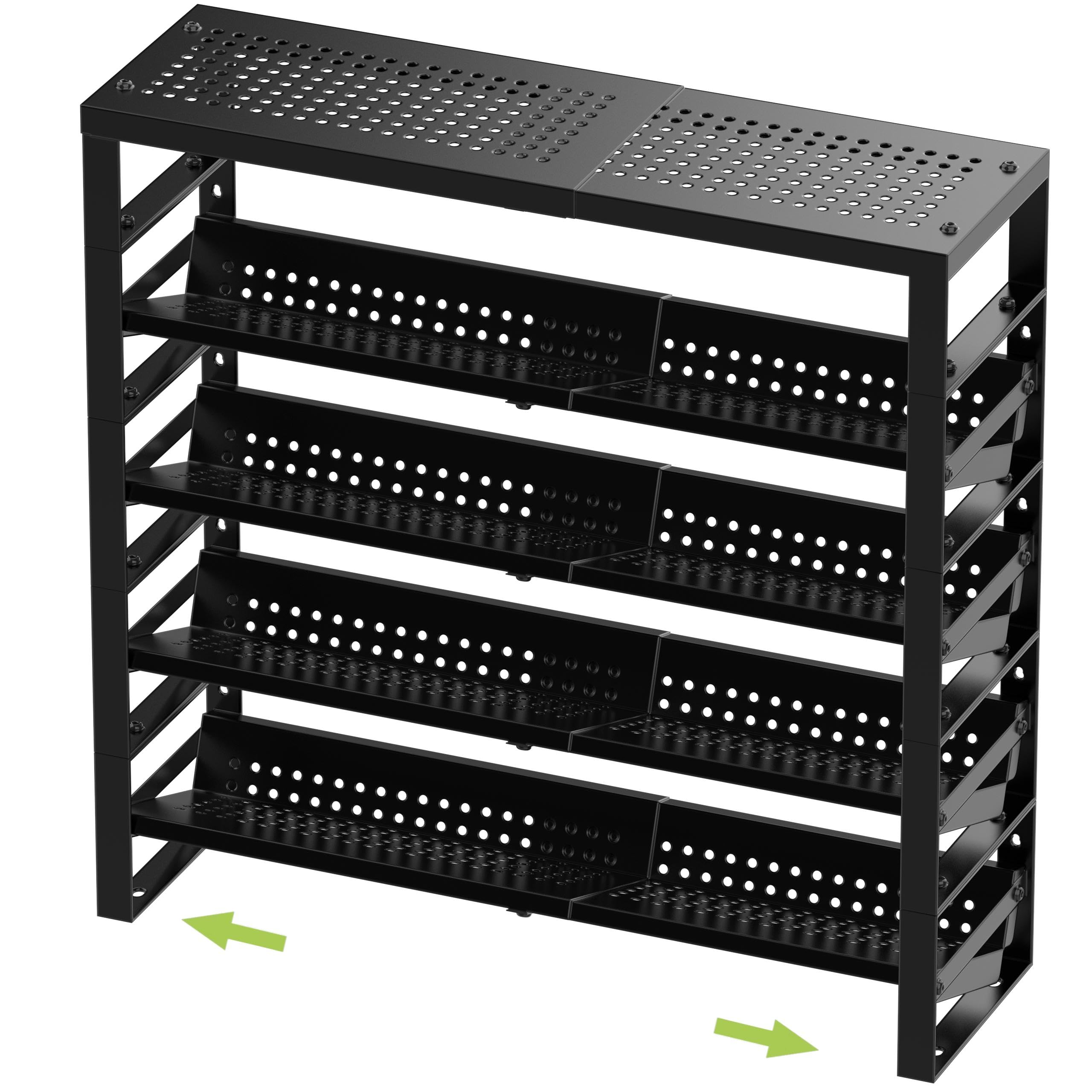 Jojocross Erweiterbares, stapelbares, verstellbares Gewürzregal, Küchenorganizer, Metall-Speisekammer-Aufbewahrungsregale – mehrstöckiges Regal für Schrank, Arbeitsplatte, Speisekammer, Schrank oder