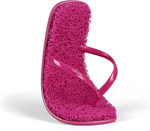 Vista 6 de CLEANUP Flip Flops Womens Mono Fun Pink Exfoliating, Massaging and Relaxing Comfortable & Lightweight Thong Sandals 100% Vegan Recyclable Fibers