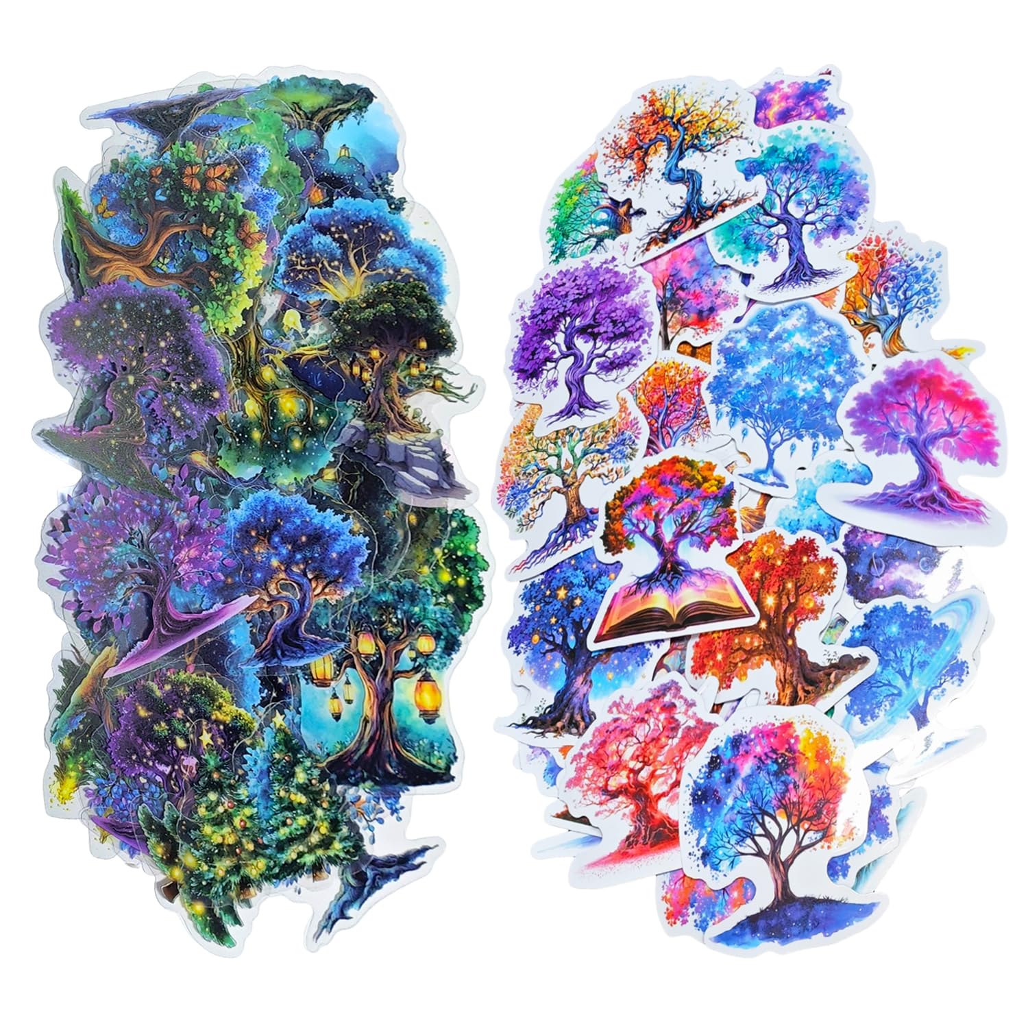 Ushxvg Multicolor 100 Magic Tree Stickers, Waterproof Hand Account Collage Material, Fantasy Decorative Stickers, Suitable For Dressing Up Helmets, Guitars, Water Cups, Etc.