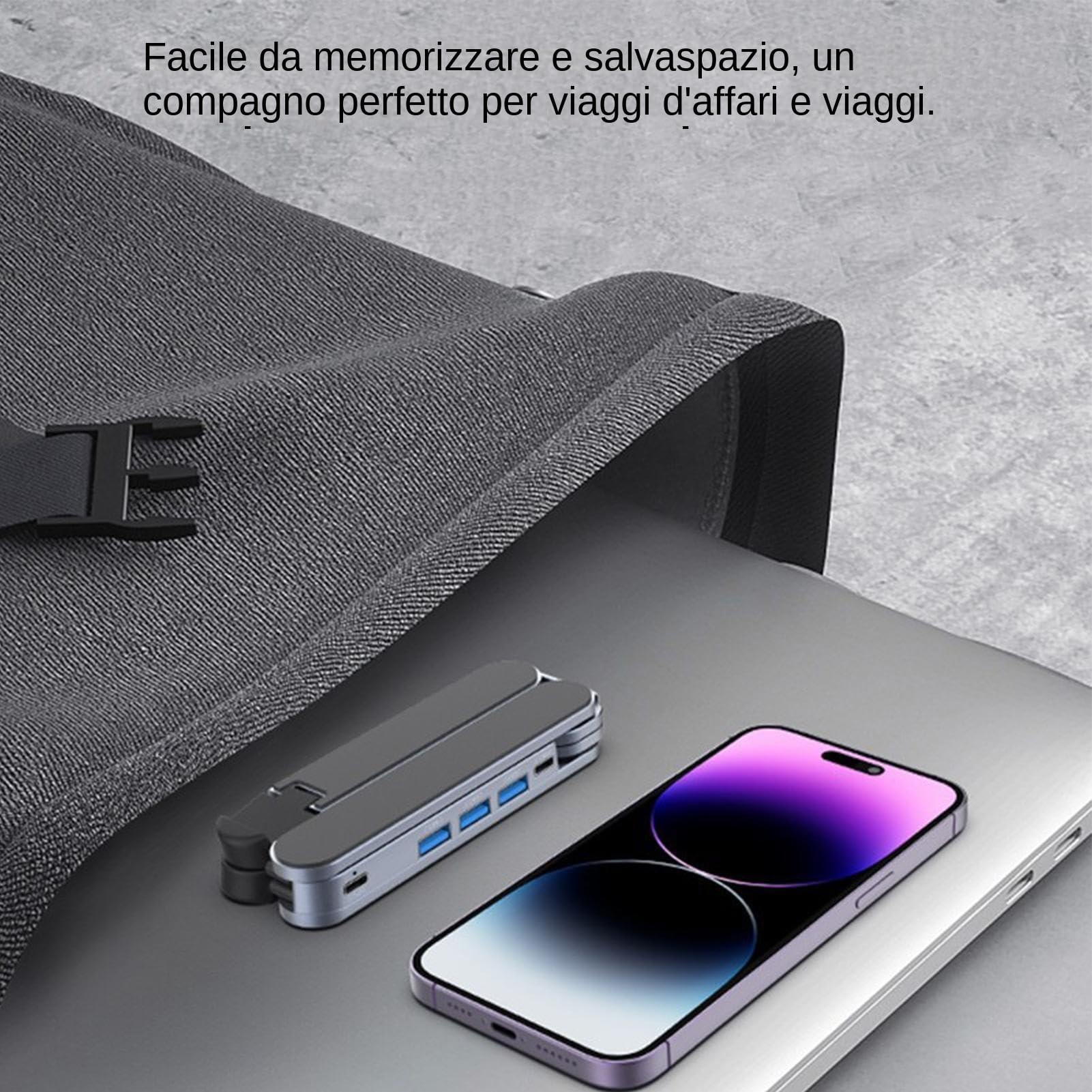 Laptop Docking Stand Base in Lega di Alluminio con USB HUB e Supporto per | Holder Portatile per Laptop Per Casa Ufficio Scrivania Viaggio Business e