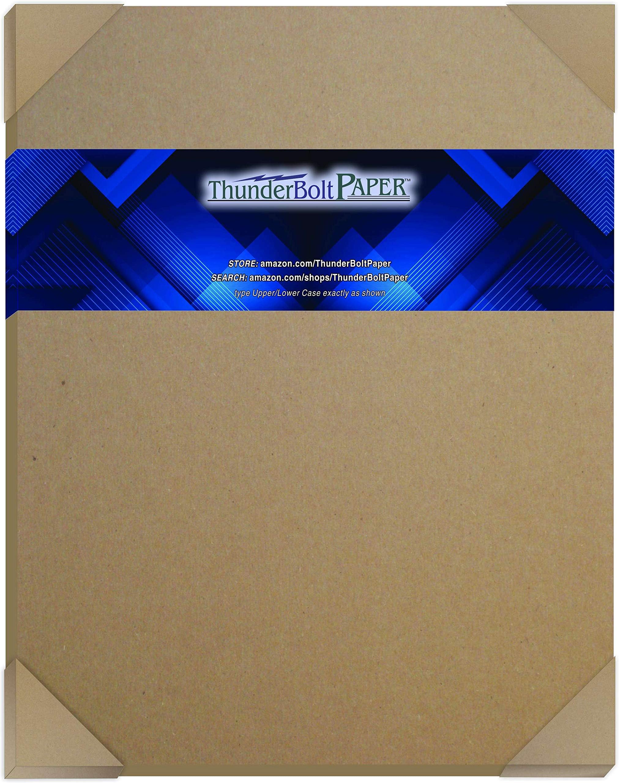 ThunderBolt Paper 50 Sheets Chipboard 24pt (Point) 11 X 14 Inches Light Medium Weight Scrapbook|Frame Size .024 Caliper Thick Cardboard Craft|Ship Brown Kraft Paper Board