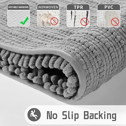 Miniatura 4 de Yimobra - Tapete de baño de chenilla de lujo suave esponjoso y cómodo tamaño grande superabsorbente y grueso antideslizante lavable a máquina