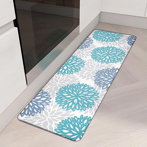 Miniatura 9 de Juego de 2 tapetes de cocina acolchados antifatiga, antideslizantes, impermeables, de espuma viscoelástica, tapete cómodo para fregadero, oficina,