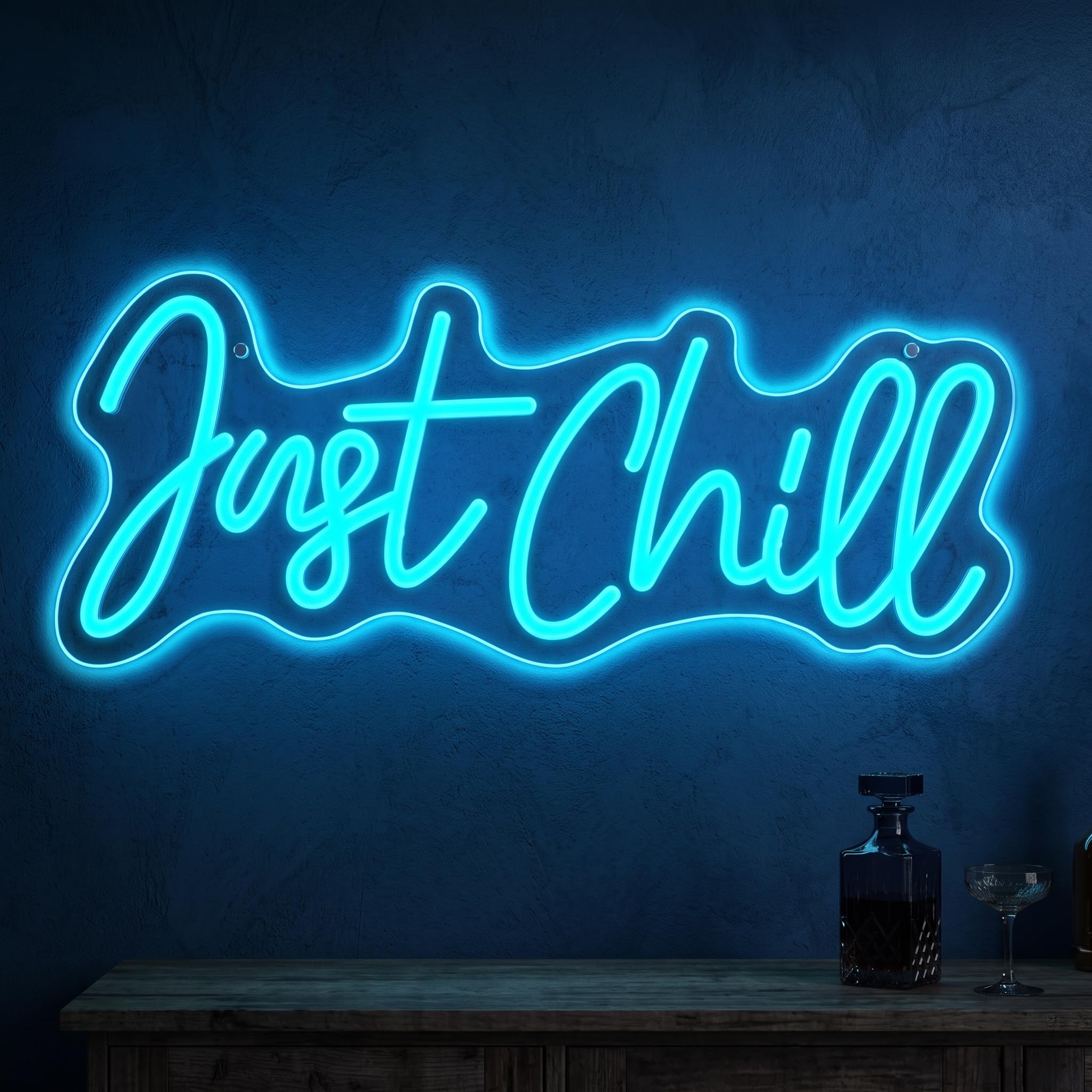 Just Chill Neon Schild Chill LED Schild Neonlicht Schriftzug für USB Wanddekoration für Wohnung Studio Zimmer Treffpunkte Kneipe Heimbar Party Pub Deko für Teens Männer Lady